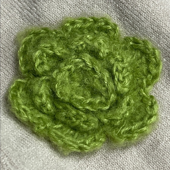 AAEDA Cottage Multi Color Crochet Flower Applique Open Front Lt Beige Cardigan L - Picture 7 of 16